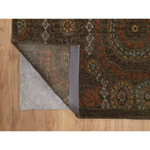 10'1"x15'1" Mocha Brown, Hand Knotted, Mamluk Design, Pure 100% Himalayan Wool, Vegetable Dyes, Oversized, Oriental Rug FWR548178