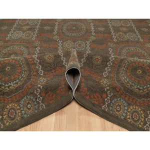 10'1"x15'1" Mocha Brown, Hand Knotted, Mamluk Design, Pure 100% Himalayan Wool, Vegetable Dyes, Oversized, Oriental Rug FWR548178