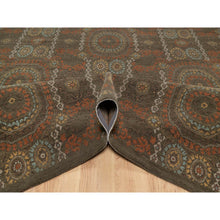 Load image into Gallery viewer, 10&#39;1&quot;x15&#39;1&quot; Mocha Brown, Hand Knotted, Mamluk Design, Pure 100% Himalayan Wool, Vegetable Dyes, Oversized, Oriental Rug FWR548178