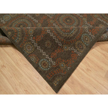 Load image into Gallery viewer, 10&#39;1&quot;x15&#39;1&quot; Mocha Brown, Hand Knotted, Mamluk Design, Pure 100% Himalayan Wool, Vegetable Dyes, Oversized, Oriental Rug FWR548178