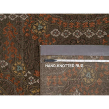 Load image into Gallery viewer, 10&#39;1&quot;x15&#39;1&quot; Mocha Brown, Hand Knotted, Mamluk Design, Pure 100% Himalayan Wool, Vegetable Dyes, Oversized, Oriental Rug FWR548178