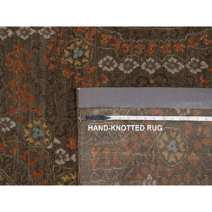 10'1"x15'1" Mocha Brown, Hand Knotted, Mamluk Design, Pure 100% Himalayan Wool, Vegetable Dyes, Oversized, Oriental Rug FWR548178