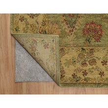 Load image into Gallery viewer, 5&#39;1&quot;x7&#39;10&quot; Olive Green, Botanical Design, Hand Knotted, Pure 100% Himalayan Wool, Vegetable Dyes, Oriental Rug FWR548184
