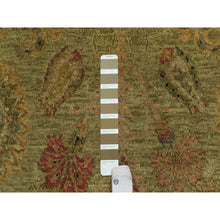 Load image into Gallery viewer, 5&#39;1&quot;x7&#39;10&quot; Olive Green, Botanical Design, Hand Knotted, Pure 100% Himalayan Wool, Vegetable Dyes, Oriental Rug FWR548184