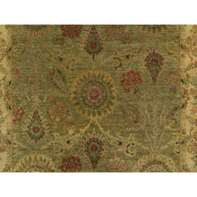 Load image into Gallery viewer, 5&#39;1&quot;x7&#39;10&quot; Olive Green, Botanical Design, Hand Knotted, Pure 100% Himalayan Wool, Vegetable Dyes, Oriental Rug FWR548184