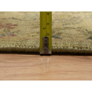 5'1"x7'10" Olive Green, Botanical Design, Hand Knotted, Pure 100% Himalayan Wool, Vegetable Dyes, Oriental Rug FWR548184