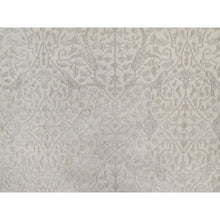 Load image into Gallery viewer, 9&#39;1&quot;x12&#39;1&quot; Alabaster White, Wool And Plant Based Silk, Light Tone On Tone With Persian Design, Thick And Plush, 200 Kpsi, Hand Knotted, Oriental Rug FWR548190