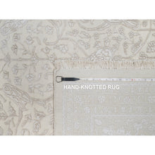 Load image into Gallery viewer, 9&#39;1&quot;x12&#39;1&quot; Alabaster White, Wool And Plant Based Silk, Light Tone On Tone With Persian Design, Thick And Plush, 200 Kpsi, Hand Knotted, Oriental Rug FWR548190