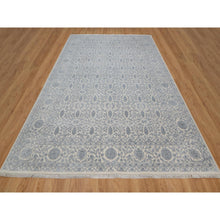 Load image into Gallery viewer, 8&#39;8&quot;x12&#39;1&quot; Chiffon White, Persian Design With Repetitive Floral Motifs, Light Tone On Tone, Wool And Plant Based Silk, Thick And Plush, 200 Kpsi, Hand Knotted, Oriental Rug FWR548202