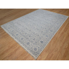 Load image into Gallery viewer, 8&#39;8&quot;x12&#39;1&quot; Chiffon White, Persian Design With Repetitive Floral Motifs, Light Tone On Tone, Wool And Plant Based Silk, Thick And Plush, 200 Kpsi, Hand Knotted, Oriental Rug FWR548202