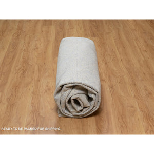 8'8"x12'1" Chiffon White, Persian Design With Repetitive Floral Motifs, Light Tone On Tone, Wool And Plant Based Silk, Thick And Plush, 200 Kpsi, Hand Knotted, Oriental Rug FWR548202