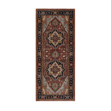 Load image into Gallery viewer, 2&#39;7&quot;x6&#39;2&quot; Ochre Red, Antiqued Fine Heriz Re-Creation, Denser Weave, 100% Wool, Hand Knotted, Lush and Plush, Vegetable Dyes, Runner, Oriental Rug FWR548214