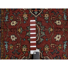 Load image into Gallery viewer, 2&#39;7&quot;x6&#39;1&quot; Auburn Red, Antiqued Fine Heriz Re-creation, Denser Weave, Vegetable Dyes, Lush And Plush, 100% Wool, Hand Knotted, Runner, Oriental Rug FWR548220