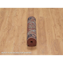 Load image into Gallery viewer, 2&#39;7&quot;x6&#39;1&quot; Auburn Red, Antiqued Fine Heriz Re-creation, Denser Weave, Vegetable Dyes, Lush And Plush, 100% Wool, Hand Knotted, Runner, Oriental Rug FWR548220