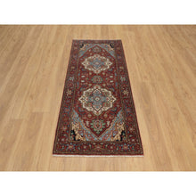 Load image into Gallery viewer, 2&#39;8&quot;x6&#39;2&quot; Brick Red, Antiqued Fine Heriz Re-creation, Hand Knotted, Plush And Lush, Denser Weave, Vegetable Dyes, Soft Wool, Oriental, Runner, Rug FWR548226