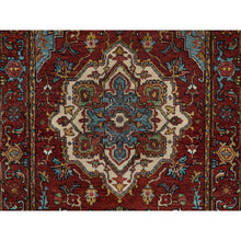 Load image into Gallery viewer, 2&#39;8&quot;x6&#39;2&quot; Brick Red, Antiqued Fine Heriz Re-creation, Hand Knotted, Plush And Lush, Denser Weave, Vegetable Dyes, Soft Wool, Oriental, Runner, Rug FWR548226