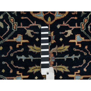 3'3"x5'3" Midnight Blue, Antiqued Fine Heriz Re-Creation with All Over Vines Design, Hand Knotted, Soft Pile, Vegetable Dyes, Natural Wool, Oriental Rug FWR548238
