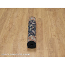 Load image into Gallery viewer, 3&#39;3&quot;x5&#39;3&quot; Midnight Blue, Antiqued Fine Heriz Re-creation With All Over Vines Design, Hand Knotted, Soft Pile, Vegetable Dyes, Natural Wool, Oriental Rug FWR548238