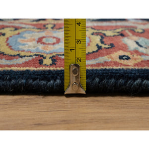 3'3"x5'3" Midnight Blue, Antiqued Fine Heriz Re-Creation with All Over Vines Design, Hand Knotted, Soft Pile, Vegetable Dyes, Natural Wool, Oriental Rug FWR548238