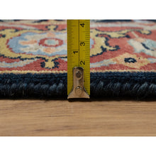 Load image into Gallery viewer, 3&#39;3&quot;x5&#39;3&quot; Midnight Blue, Antiqued Fine Heriz Re-creation With All Over Vines Design, Hand Knotted, Soft Pile, Vegetable Dyes, Natural Wool, Oriental Rug FWR548238