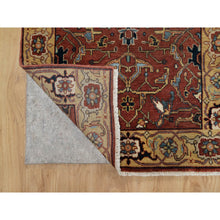 Load image into Gallery viewer, 2&#39;6&quot;x6&#39;1&quot; Auburn Red, Antiqued Fine Heriz Re-creation, Hand Knotted, All Over Pattern, 100% Wool, Vegetable Dyes And Denser Weave, Lush And Plush, Soft Pile, Runner, Oriental Rug FWR548244