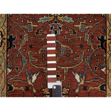 Load image into Gallery viewer, 2&#39;6&quot;x6&#39;1&quot; Auburn Red, Antiqued Fine Heriz Re-creation, Hand Knotted, All Over Pattern, 100% Wool, Vegetable Dyes And Denser Weave, Lush And Plush, Soft Pile, Runner, Oriental Rug FWR548244
