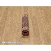Load image into Gallery viewer, 2&#39;6&quot;x6&#39;1&quot; Auburn Red, Antiqued Fine Heriz Re-creation, Hand Knotted, All Over Pattern, 100% Wool, Vegetable Dyes And Denser Weave, Lush And Plush, Soft Pile, Runner, Oriental Rug FWR548244