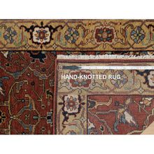 Load image into Gallery viewer, 2&#39;6&quot;x6&#39;1&quot; Auburn Red, Antiqued Fine Heriz Re-creation, Hand Knotted, All Over Pattern, 100% Wool, Vegetable Dyes And Denser Weave, Lush And Plush, Soft Pile, Runner, Oriental Rug FWR548244