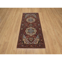 Load image into Gallery viewer, 2&#39;8&quot;x6&#39;3&quot; Barn Red, Antiqued Fine Heriz Re-creation, Hand Knotted, Soft Wool, Plush And Lush, Denser Weave, Vegetable Dyes, Oriental, Runner, Rug FWR548250