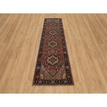 Load image into Gallery viewer, 2&#39;7&quot;x10&#39; Auburn Red, Antiqued Fine Heriz Re-Creation, Denser Weave, Hand Knotted, 100% Wool, Vegetable Dyes, Lush and Plush, Runner, Oriental Rug FWR548274