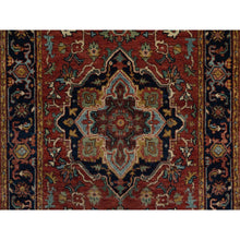 Load image into Gallery viewer, 2&#39;7&quot;x10&#39; Auburn Red, Antiqued Fine Heriz Re-Creation, Denser Weave, Hand Knotted, 100% Wool, Vegetable Dyes, Lush and Plush, Runner, Oriental Rug FWR548274