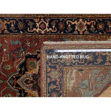 Load image into Gallery viewer, 2&#39;7&quot;x10&#39; Auburn Red, Antiqued Fine Heriz Re-Creation, Denser Weave, Hand Knotted, 100% Wool, Vegetable Dyes, Lush and Plush, Runner, Oriental Rug FWR548274