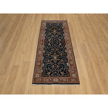 Load image into Gallery viewer, 2&#39;6&quot;x6&#39;2&quot; Caviar Blue, Antiqued Fine Heriz Re-Creation with All Over Vines Design, Vegetable Dyes, Hand Knotted, Soft Pile, 100% Wool, Runner, Oriental Rug FWR548286