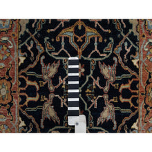 Load image into Gallery viewer, 2&#39;6&quot;x6&#39;2&quot; Caviar Blue, Antiqued Fine Heriz Re-Creation with All Over Vines Design, Vegetable Dyes, Hand Knotted, Soft Pile, 100% Wool, Runner, Oriental Rug FWR548286