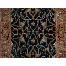 Load image into Gallery viewer, 2&#39;6&quot;x6&#39;2&quot; Caviar Blue, Antiqued Fine Heriz Re-Creation with All Over Vines Design, Vegetable Dyes, Hand Knotted, Soft Pile, 100% Wool, Runner, Oriental Rug FWR548286
