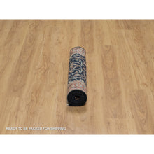 Load image into Gallery viewer, 2&#39;6&quot;x6&#39;2&quot; Caviar Blue, Antiqued Fine Heriz Re-Creation with All Over Vines Design, Vegetable Dyes, Hand Knotted, Soft Pile, 100% Wool, Runner, Oriental Rug FWR548286
