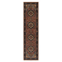 Load image into Gallery viewer, 2&#39;7&quot;x10&#39;1&quot; Brick Red, Antiqued Fine Heriz Re-Creation, Denser Weave, Vegetable Dyes, Lush and Plush, Soft Wool, Hand Knotted, Runner, Oriental Rug FWR548292
