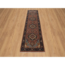 Load image into Gallery viewer, 2&#39;7&quot;x10&#39;1&quot; Brick Red, Antiqued Fine Heriz Re-creation, Denser Weave, Vegetable Dyes, Lush And Plush, Soft Wool, Hand Knotted, Runner, Oriental Rug FWR548292