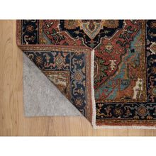 Load image into Gallery viewer, 2&#39;7&quot;x10&#39;1&quot; Brick Red, Antiqued Fine Heriz Re-Creation, Denser Weave, Vegetable Dyes, Lush and Plush, Soft Wool, Hand Knotted, Runner, Oriental Rug FWR548292
