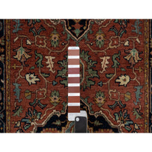 Load image into Gallery viewer, 2&#39;7&quot;x10&#39;1&quot; Brick Red, Antiqued Fine Heriz Re-creation, Denser Weave, Vegetable Dyes, Lush And Plush, Soft Wool, Hand Knotted, Runner, Oriental Rug FWR548292