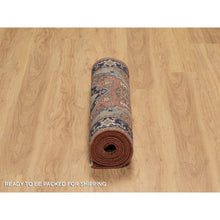Load image into Gallery viewer, 2&#39;7&quot;x10&#39;1&quot; Brick Red, Antiqued Fine Heriz Re-Creation, Denser Weave, Vegetable Dyes, Lush and Plush, Soft Wool, Hand Knotted, Runner, Oriental Rug FWR548292