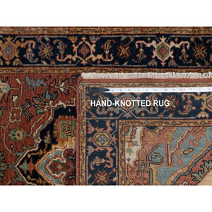 2'7"x10'1" Brick Red, Antiqued Fine Heriz Re-Creation, Denser Weave, Vegetable Dyes, Lush and Plush, Soft Wool, Hand Knotted, Runner, Oriental Rug FWR548292