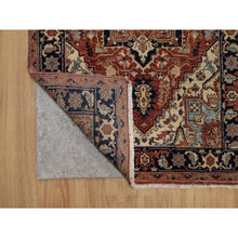 Load image into Gallery viewer, 2&#39;7&quot;x10&#39;2&quot; Auburn Red, Antiqued Fine Heriz Re-Creation with Star Medallion Design, Hand Knotted, Hand Spun New Zealand Wool, Soft and Plush, Runner, Oriental Rug FWR548298