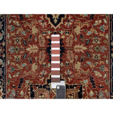 Load image into Gallery viewer, 2&#39;7&quot;x10&#39;2&quot; Auburn Red, Antiqued Fine Heriz Re-Creation with Star Medallion Design, Hand Knotted, Hand Spun New Zealand Wool, Soft and Plush, Runner, Oriental Rug FWR548298
