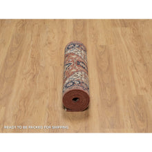 Load image into Gallery viewer, 2&#39;7&quot;x10&#39;2&quot; Auburn Red, Antiqued Fine Heriz Re-Creation with Star Medallion Design, Hand Knotted, Hand Spun New Zealand Wool, Soft and Plush, Runner, Oriental Rug FWR548298