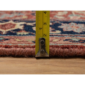 2'7"x10'2" Auburn Red, Antiqued Fine Heriz Re-Creation with Star Medallion Design, Hand Knotted, Hand Spun New Zealand Wool, Soft and Plush, Runner, Oriental Rug FWR548298
