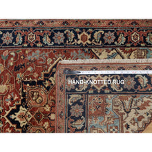 Load image into Gallery viewer, 2&#39;7&quot;x10&#39;2&quot; Auburn Red, Antiqued Fine Heriz Re-Creation with Star Medallion Design, Hand Knotted, Hand Spun New Zealand Wool, Soft and Plush, Runner, Oriental Rug FWR548298