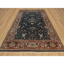 Load image into Gallery viewer, 9&#39;x12&#39;2&quot; Midnight Blue, Antiqued Fine Heriz Re-Creation with All Over Vines Design, Hand Knotted, Soft Pile, Vegetable Dyes, 100% Wool, Oriental Rug FWR548310