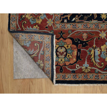 Load image into Gallery viewer, 9&#39;x12&#39;2&quot; Midnight Blue, Antiqued Fine Heriz Re-creation With All Over Vines Design, Hand Knotted, Soft Pile, Vegetable Dyes, 100% Wool, Oriental Rug FWR548310