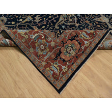 Load image into Gallery viewer, 9&#39;x12&#39;2&quot; Midnight Blue, Antiqued Fine Heriz Re-creation With All Over Vines Design, Hand Knotted, Soft Pile, Vegetable Dyes, 100% Wool, Oriental Rug FWR548310